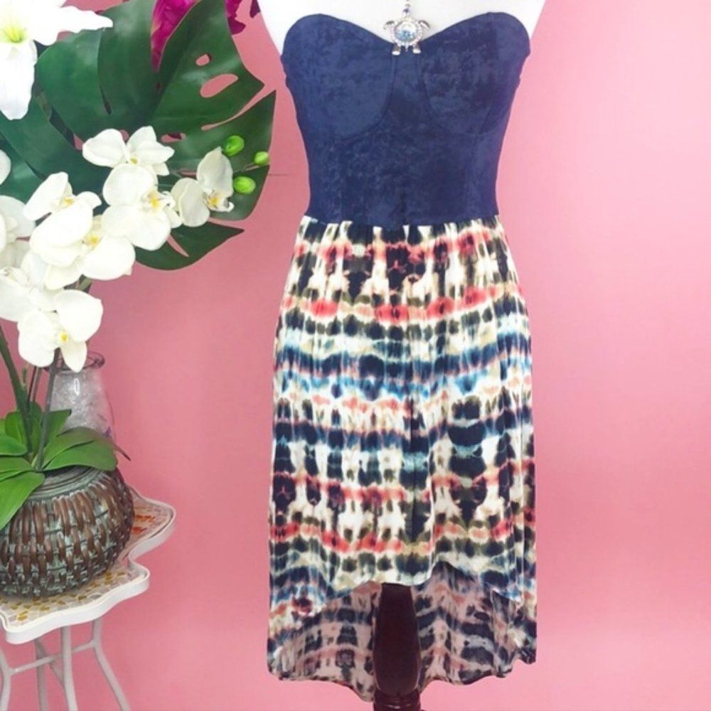 Gianni Bini Women’s High Low Tie-Dye Strapless Dress - Picture 15 of 15